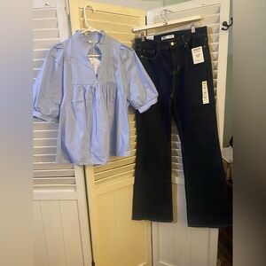 Two piece PREMIUM outfit including NWT Cicy Bell top & NWT Levi’s Shaping Jeans